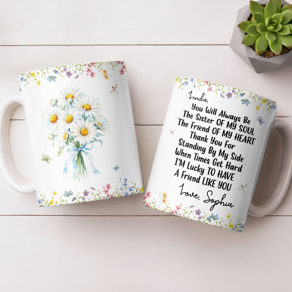 Personalized Floral Birth Month Flower Coffee Mug Custom Gift for Sister Edge-to-edge Mug GradoCreations