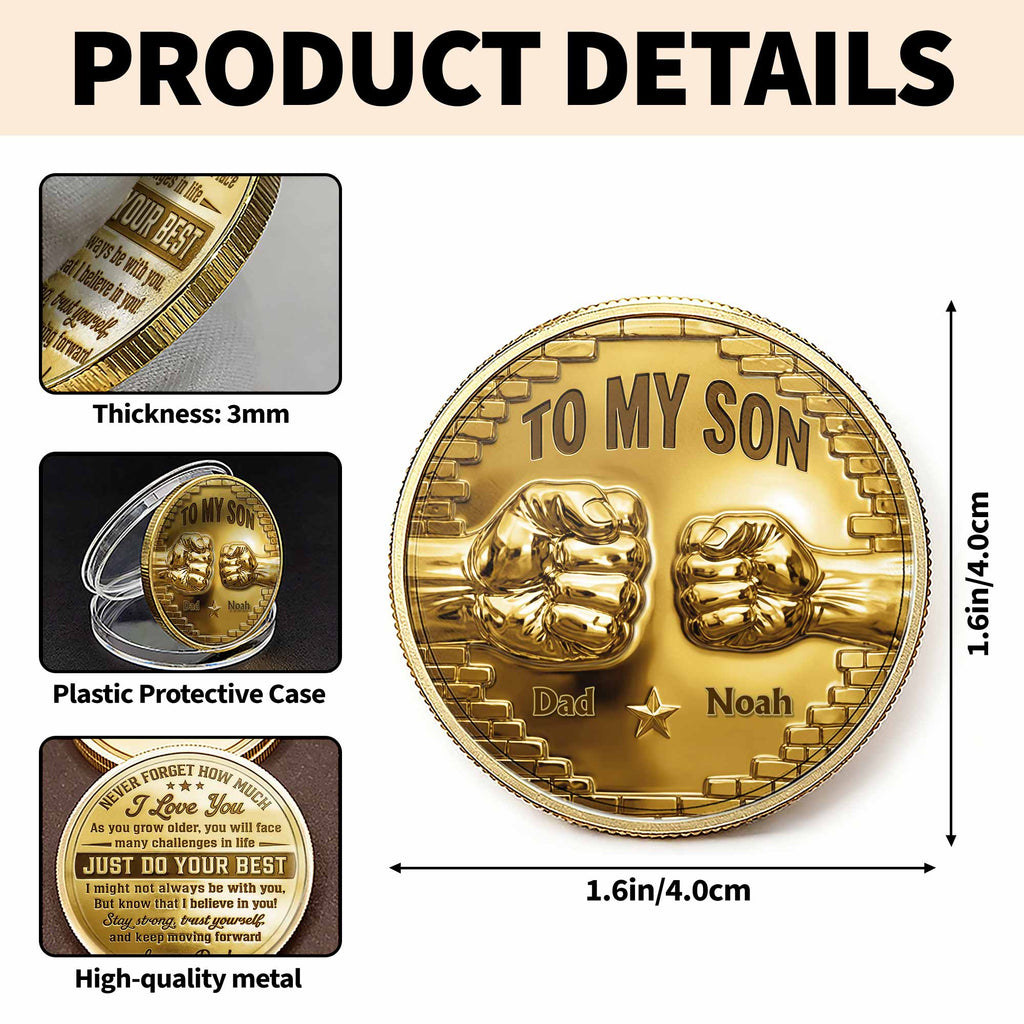 Personalized Fist Bump Commemorative Coin Custom Gift for Son Commemorative Coin GradoCreations