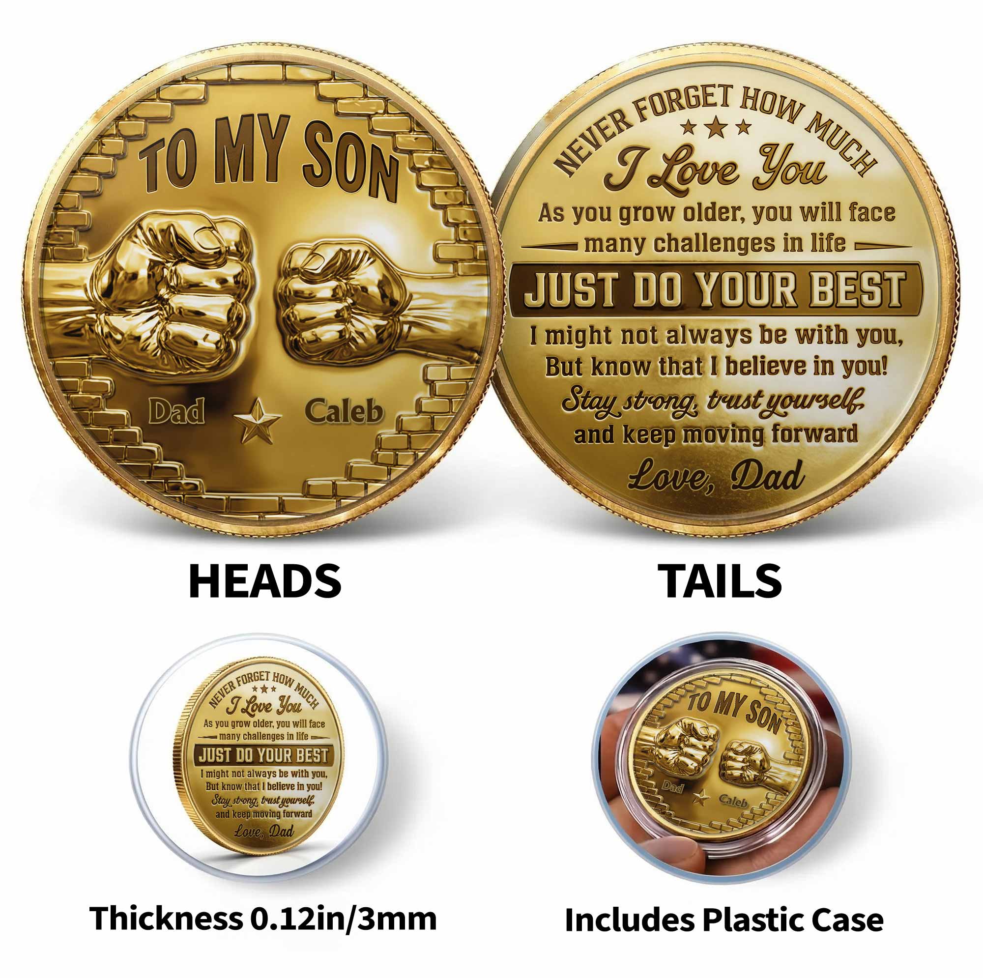 Personalized Fist Bump Commemorative Coin Custom Gift for Son Commemorative Coin GradoCreations