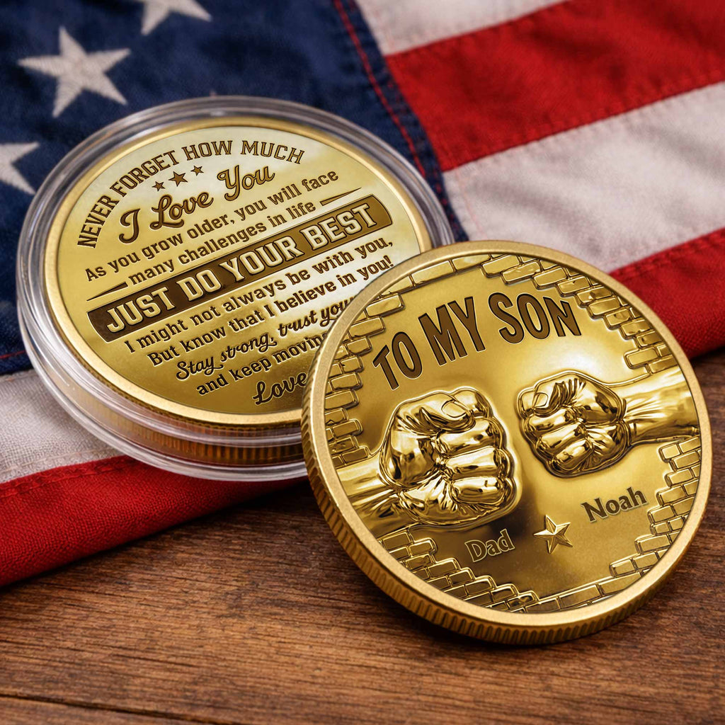 Personalized Fist Bump Commemorative Coin Custom Gift for Son Commemorative Coin GradoCreations