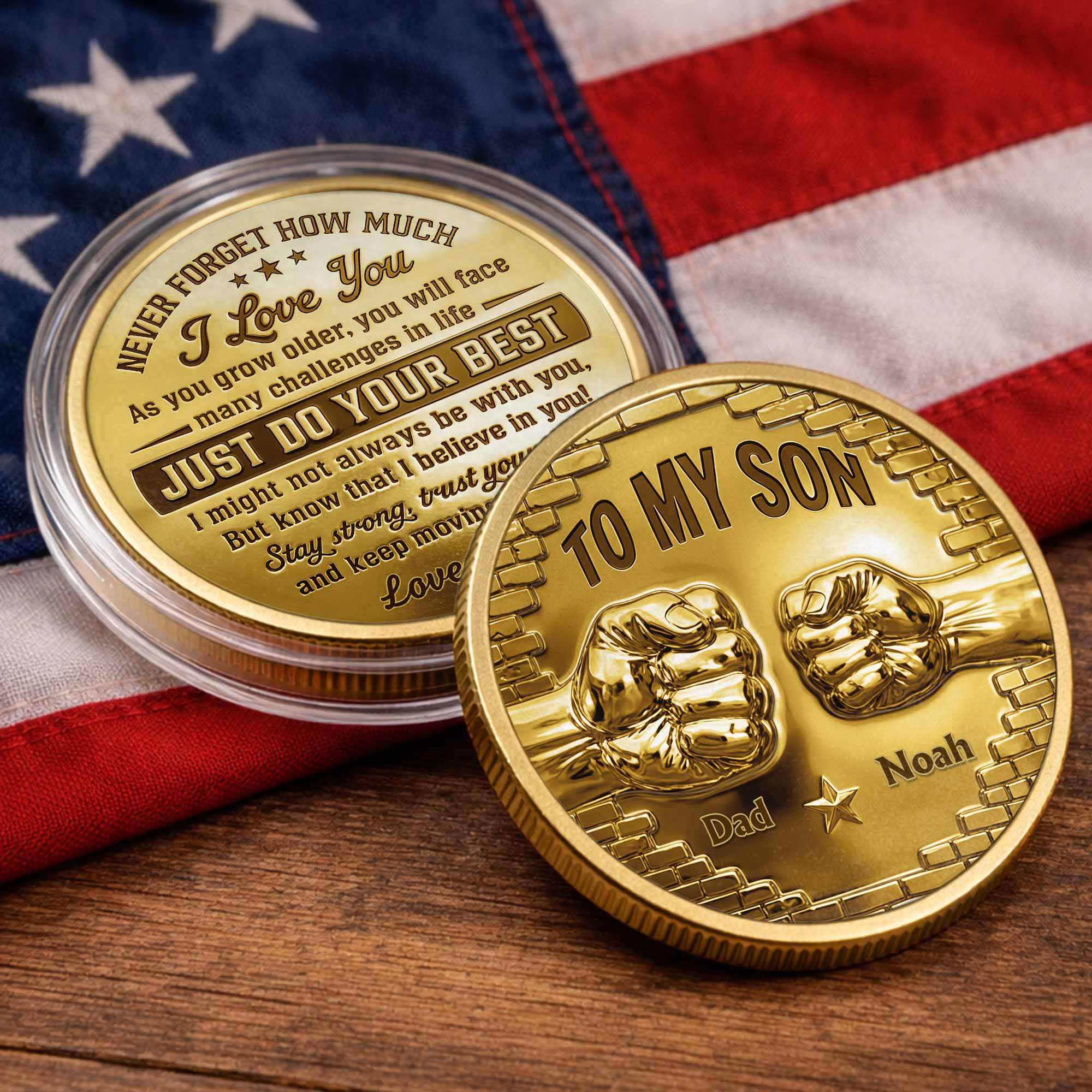 Personalized Fist Bump Commemorative Coin Custom Gift for Son Commemorative Coin GradoCreations