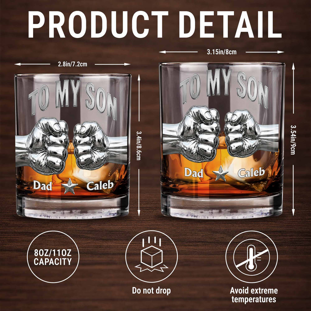 Personalized Whiskey Glass Fist Bump Custom Name Gift for Son Whiskey Glass GradoCreations