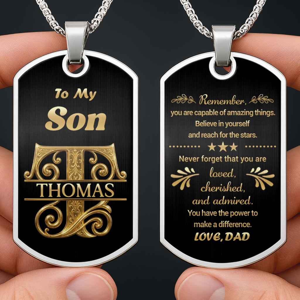 Personalized Dog Tag Necklace Custom Name for Son Gift Dog Tag Necklace GradoCreations