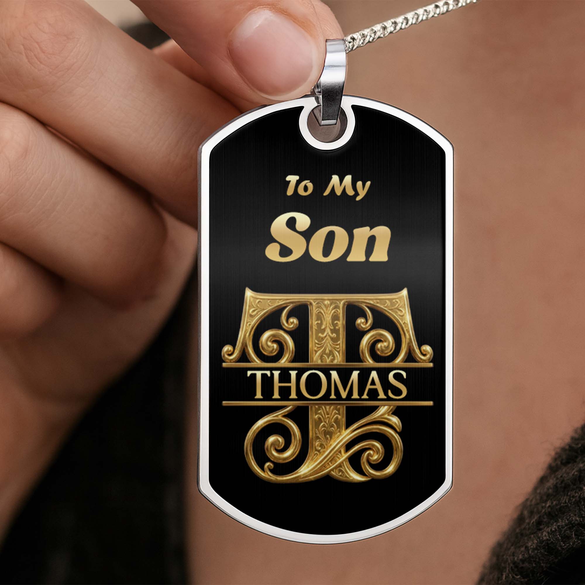 Personalized Dog Tag Necklace Custom Name for Son Gift Dog Tag Necklace GradoCreations