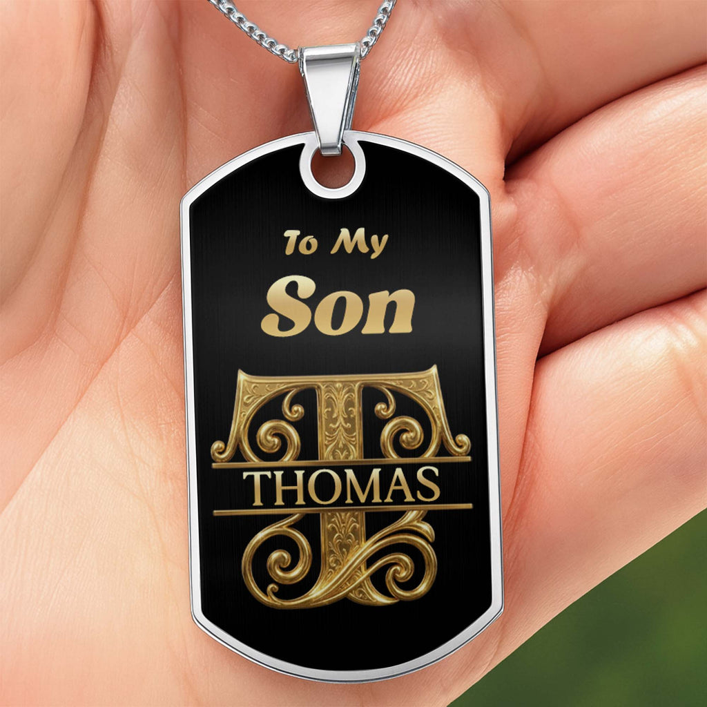 Personalized Dog Tag Necklace Custom Name for Son Gift Dog Tag Necklace GradoCreations