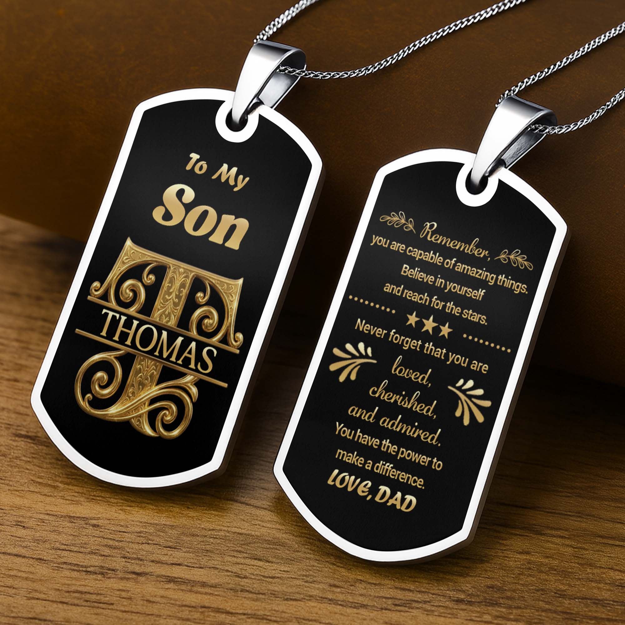 Personalized Dog Tag Necklace Custom Name for Son Gift Dog Tag Necklace GradoCreations