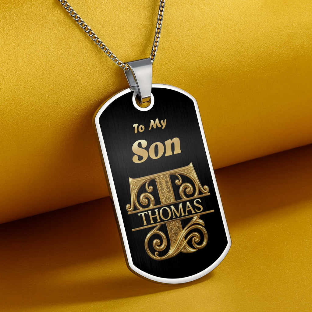 Personalized Dog Tag Necklace Custom Name for Son Gift Dog Tag Necklace GradoCreations