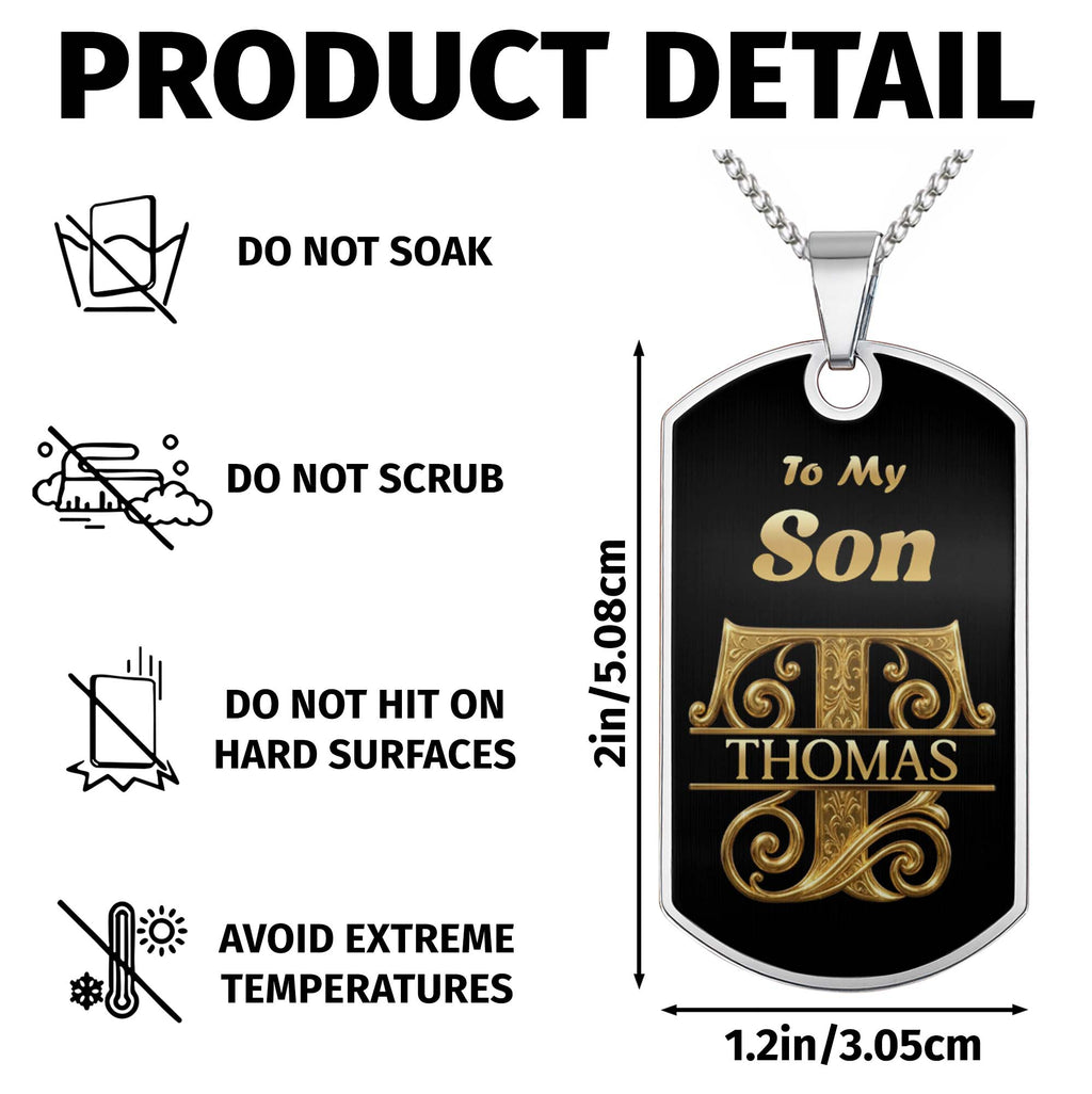 Personalized Dog Tag Necklace Custom Name for Son Gift Dog Tag Necklace GradoCreations