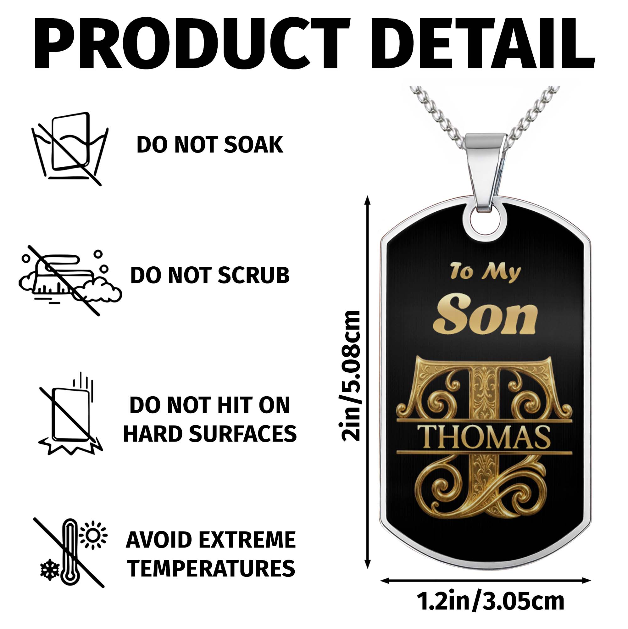Personalized Dog Tag Necklace Custom Name for Son Gift Dog Tag Necklace GradoCreations