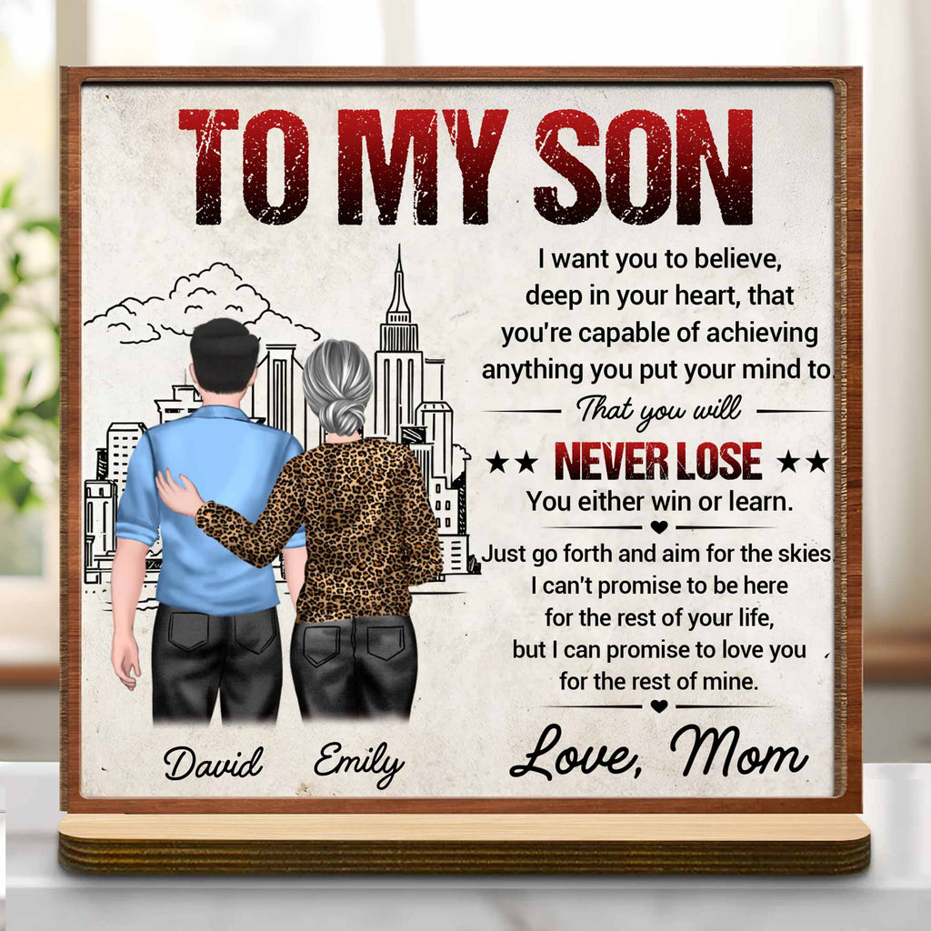 Personalized Wood Plaque for Son with Skyline Design Gift Wood Plaque GradoCreations