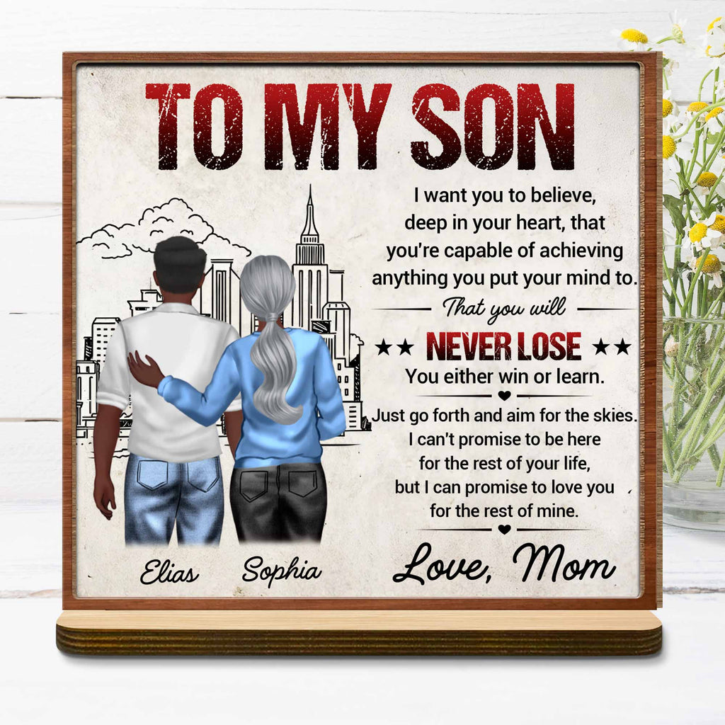 Personalized Wood Plaque for Son with Skyline Design Gift Wood Plaque GradoCreations