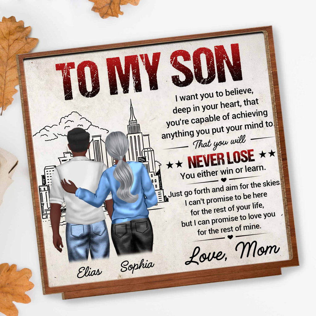 Personalized Wood Plaque for Son with Skyline Design Gift Wood Plaque GradoCreations