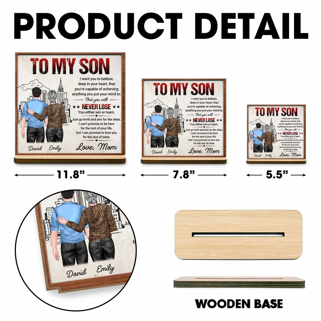Personalized Wood Plaque for Son with Skyline Design Gift Wood Plaque GradoCreations
