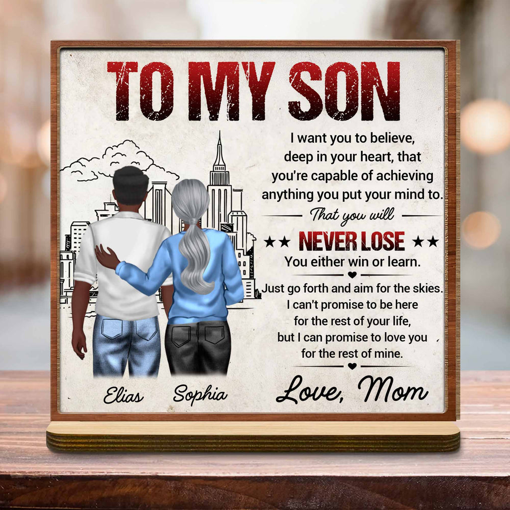 Personalized Wood Plaque for Son with Skyline Design Gift Wood Plaque GradoCreations