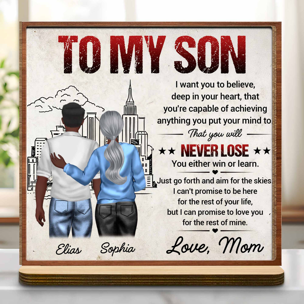 Personalized Wood Plaque for Son with Skyline Design Gift Wood Plaque GradoCreations