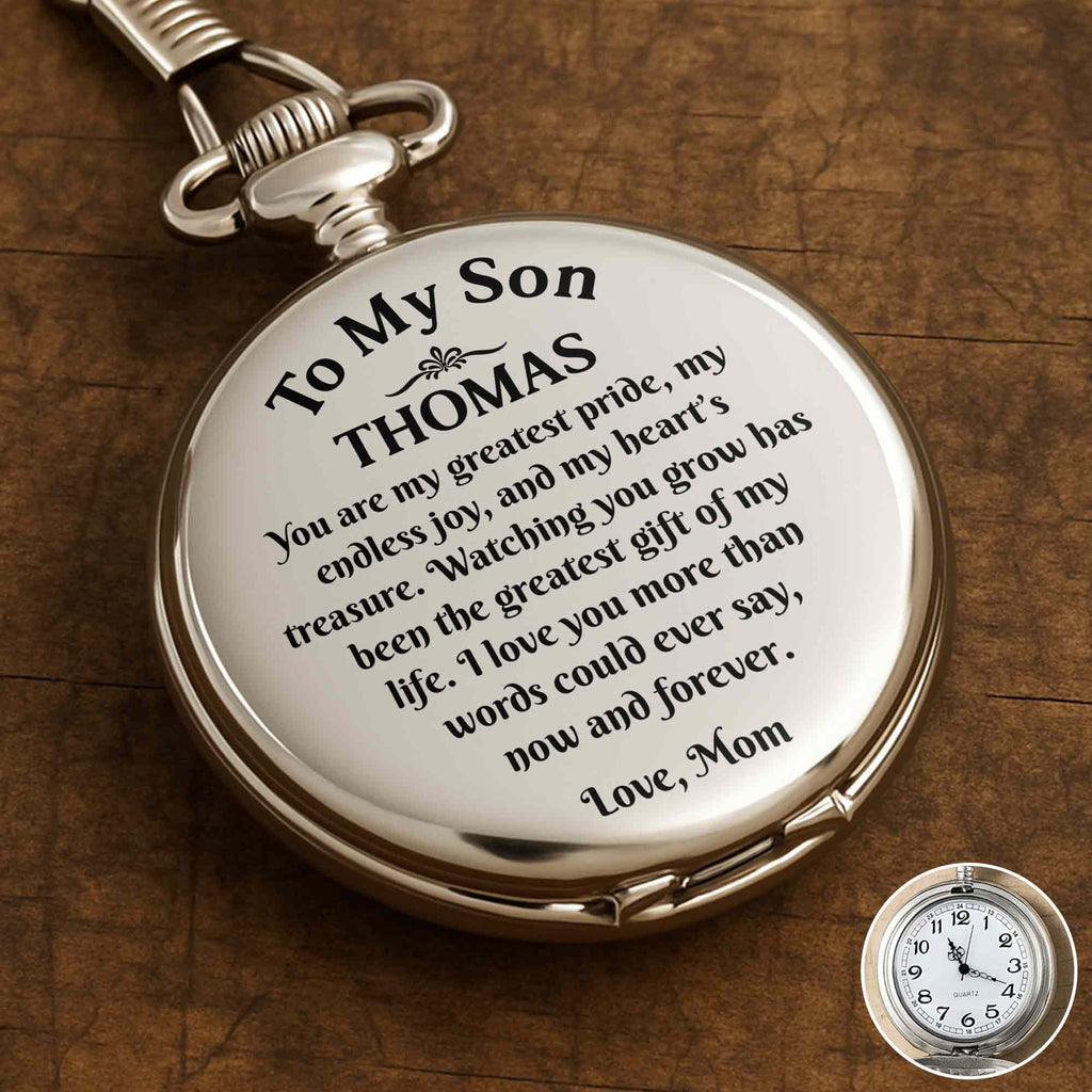 Personalized Engraved Silver Plated Pocket Watch Gift for Son Pocket Watch GradoCreations
