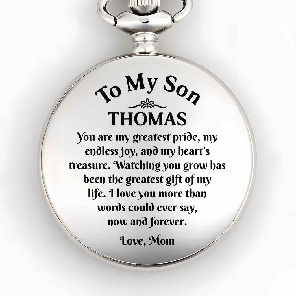 Personalized Engraved Silver Plated Pocket Watch Gift for Son Pocket Watch GradoCreations