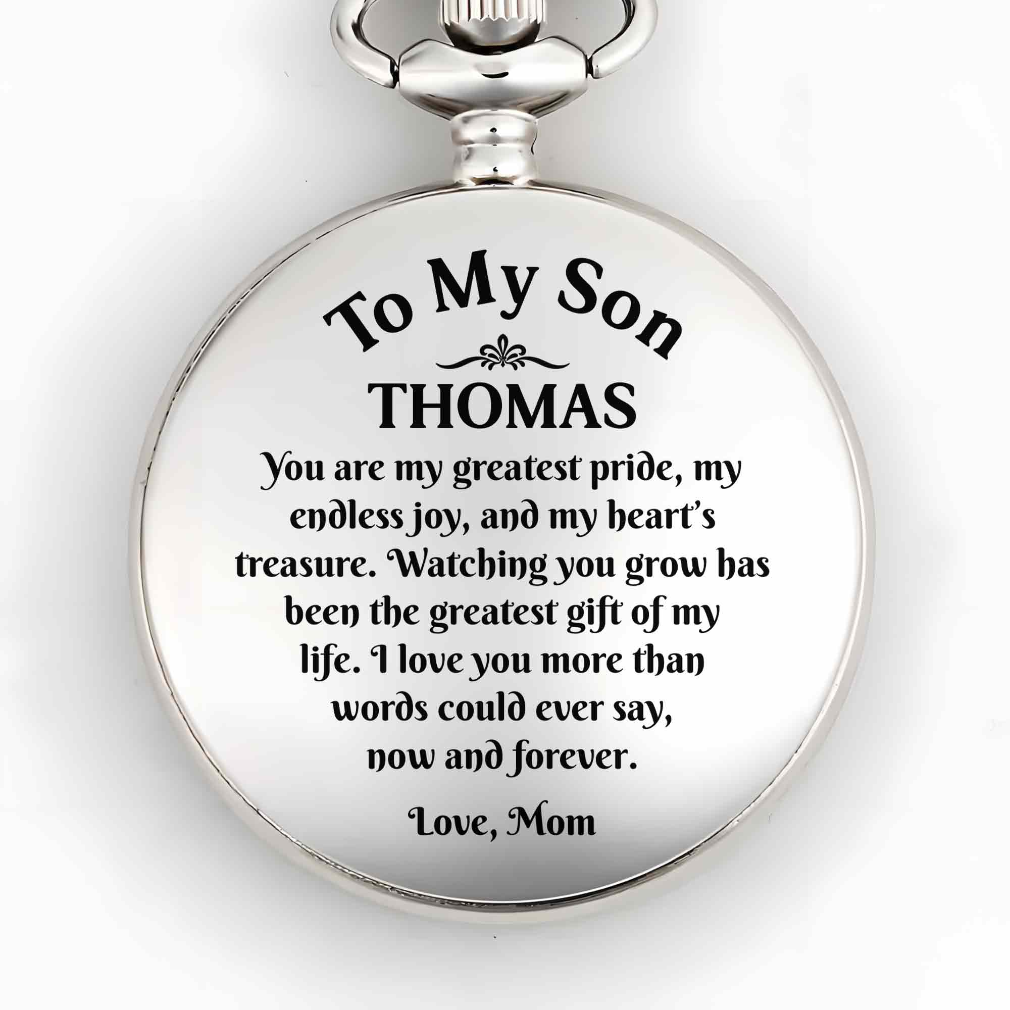 Personalized Engraved Silver Plated Pocket Watch Gift for Son Pocket Watch GradoCreations