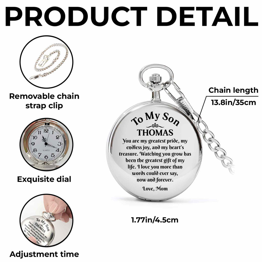 Personalized Engraved Silver Plated Pocket Watch Gift for Son Pocket Watch GradoCreations