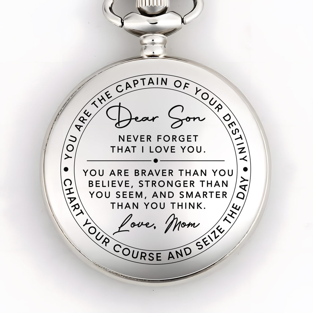 Personalized Silver-Plated Pocket Watch Custom Gift for Son Pocket Watch GradoCreations