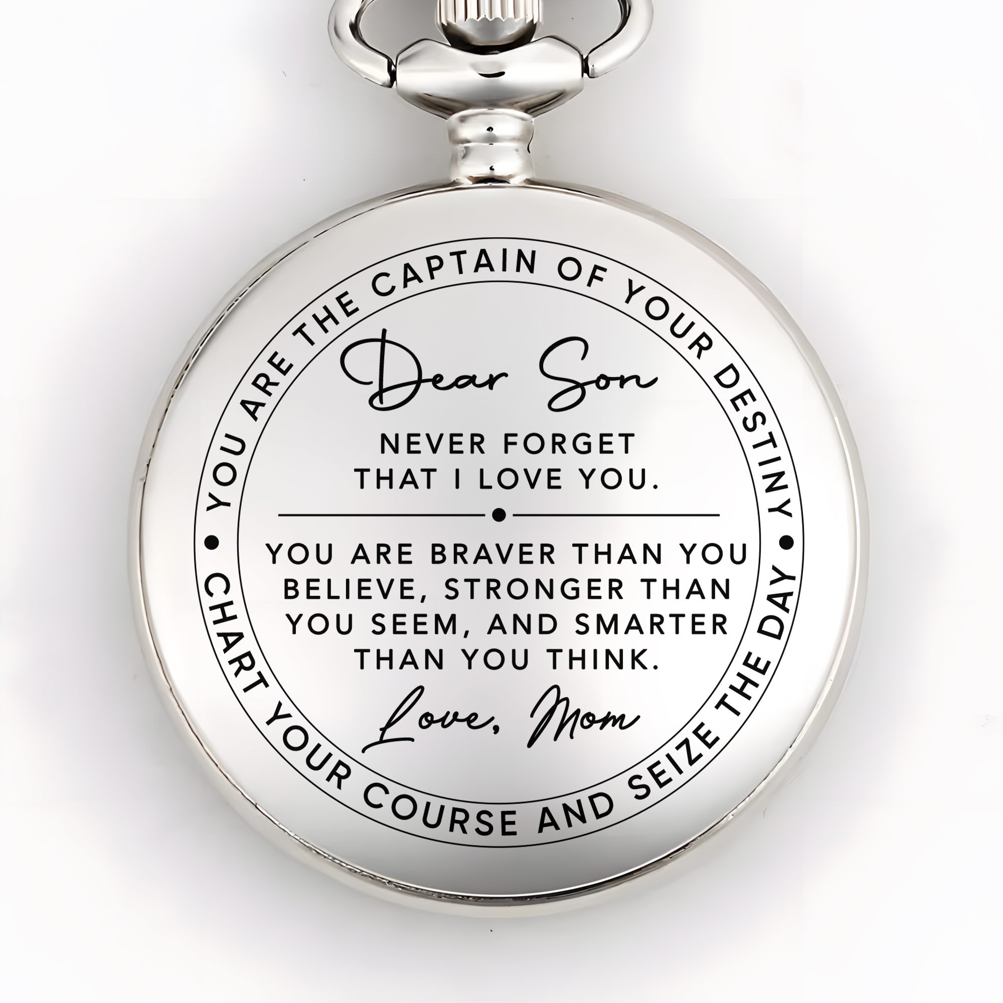 Personalized Silver-Plated Pocket Watch Custom Gift for Son Pocket Watch GradoCreations