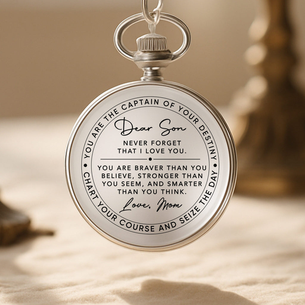 Personalized Silver-Plated Pocket Watch Custom Gift for Son Pocket Watch GradoCreations