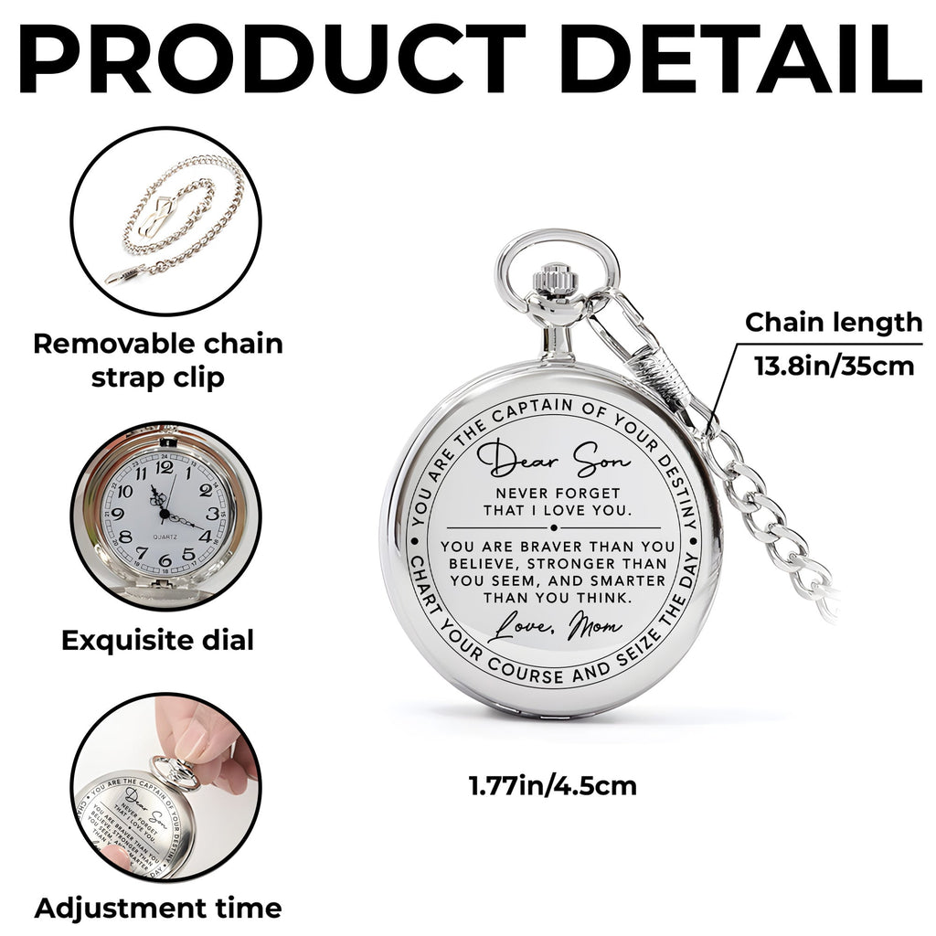 Personalized Silver-Plated Pocket Watch Custom Gift for Son Pocket Watch GradoCreations
