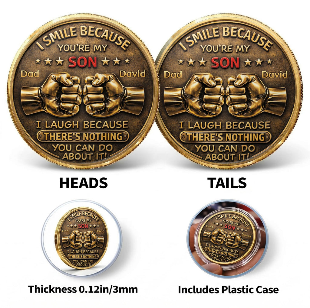 Personalized Commemorative Coin Custom Fist Bump Gift for Son Commemorative Coin GradoCreations