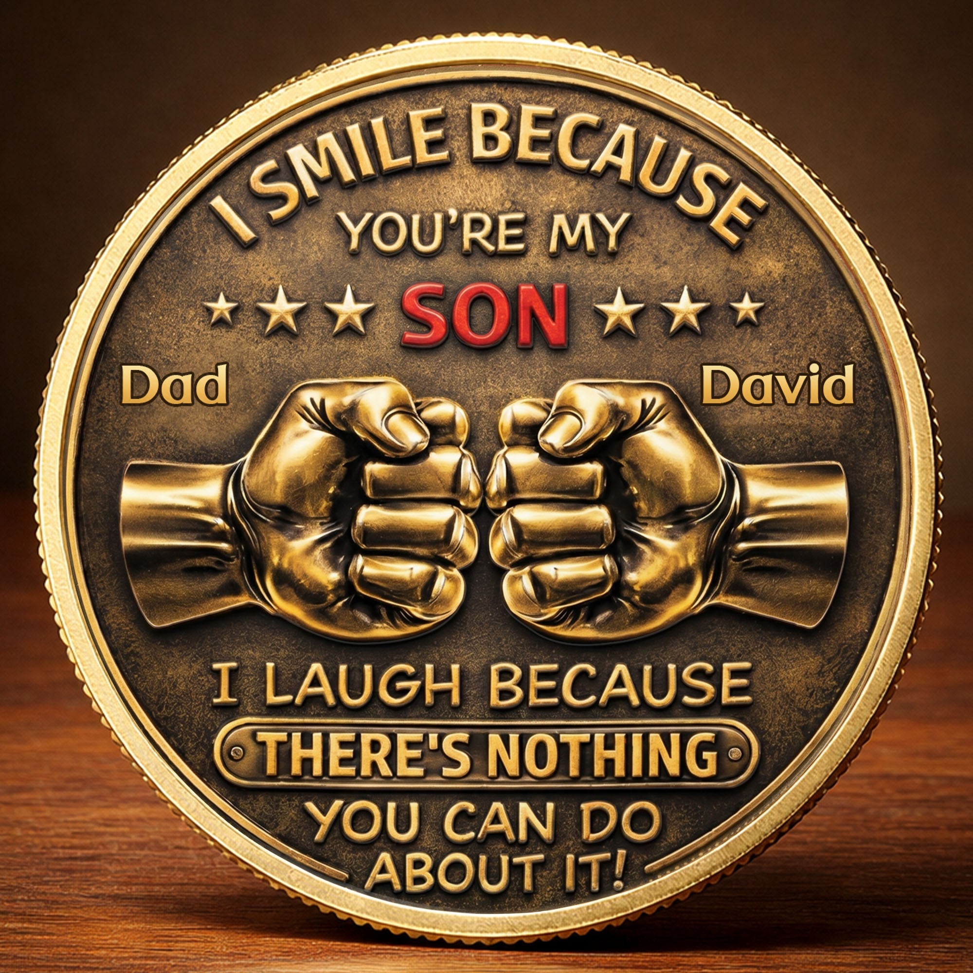 Personalized Commemorative Coin Custom Fist Bump Gift for Son Commemorative Coin GradoCreations
