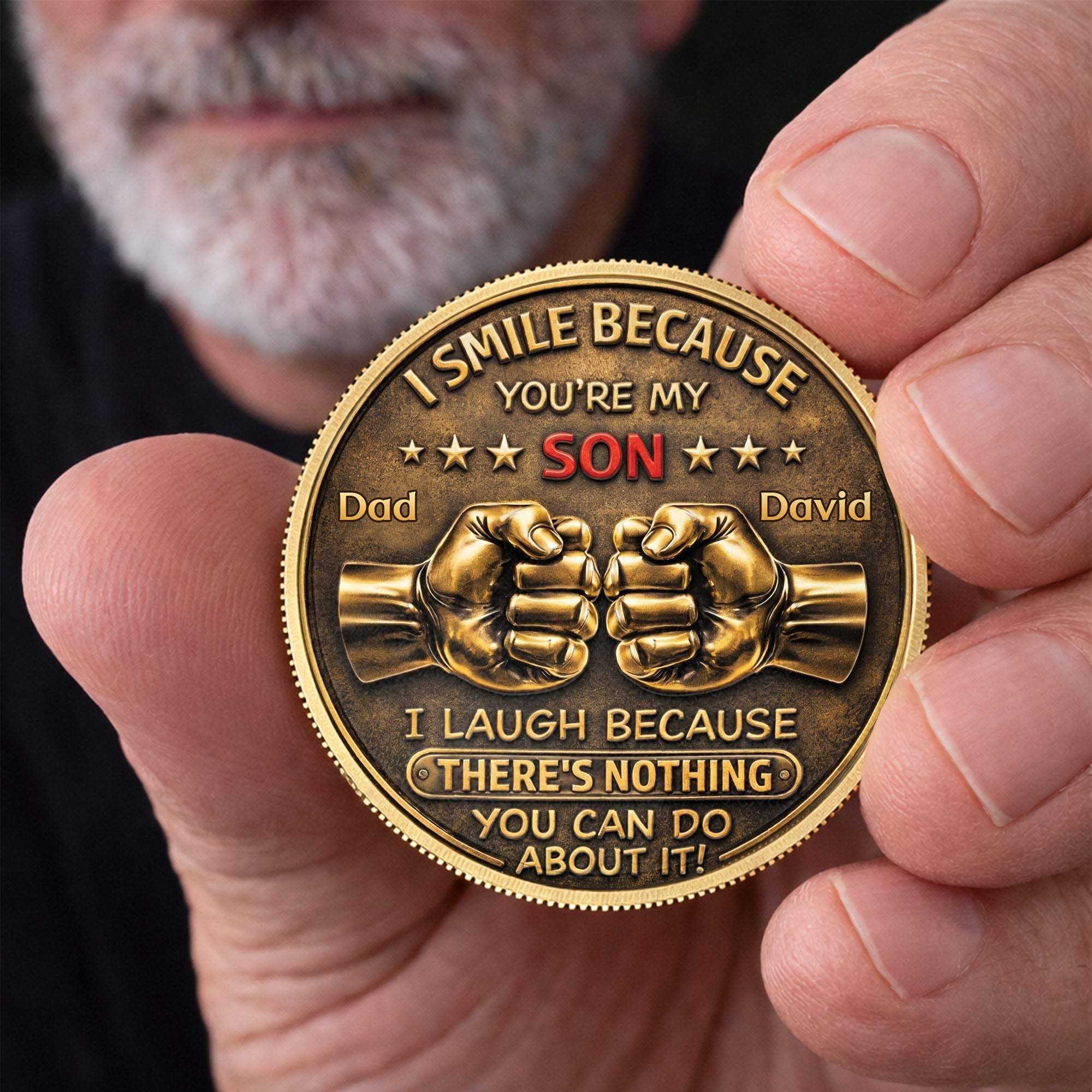 Personalized Commemorative Coin Custom Fist Bump Gift for Son Commemorative Coin GradoCreations