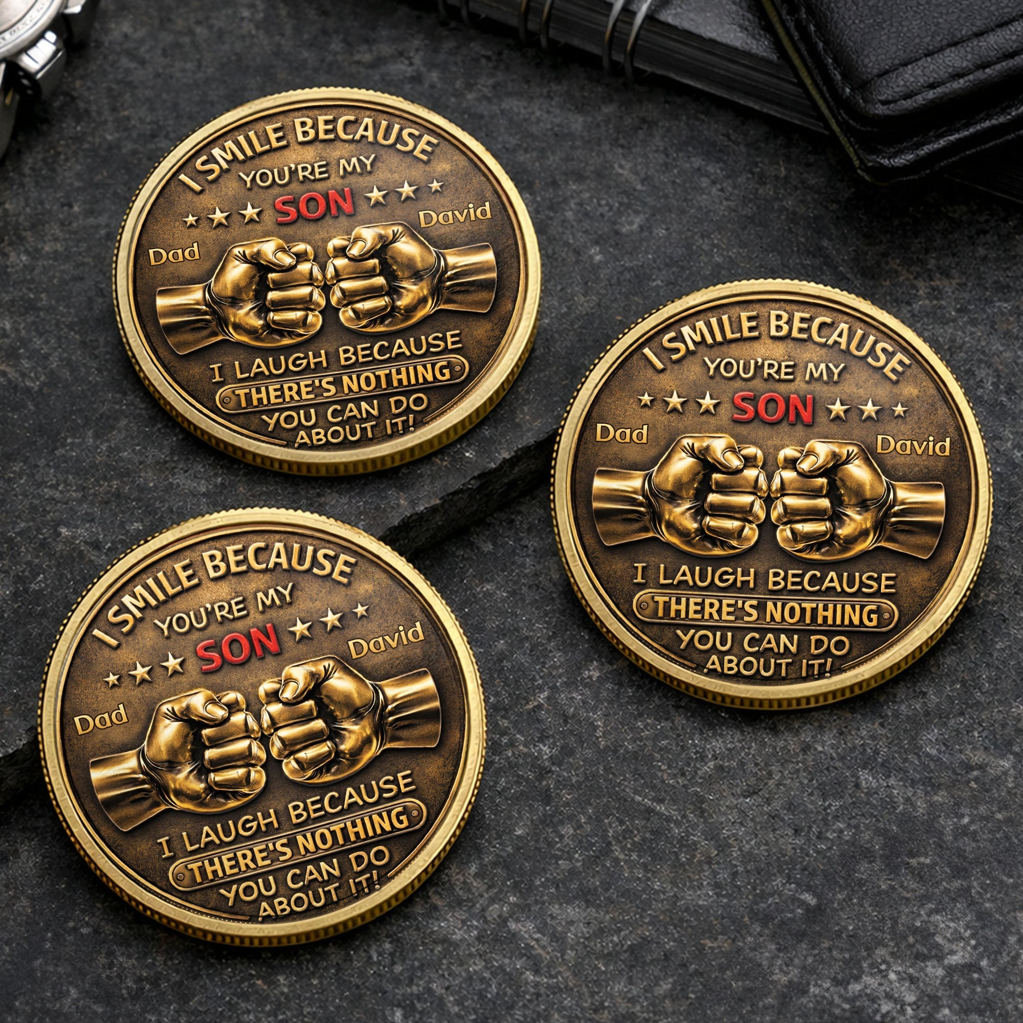 Personalized Commemorative Coin Custom Fist Bump Gift for Son Commemorative Coin GradoCreations