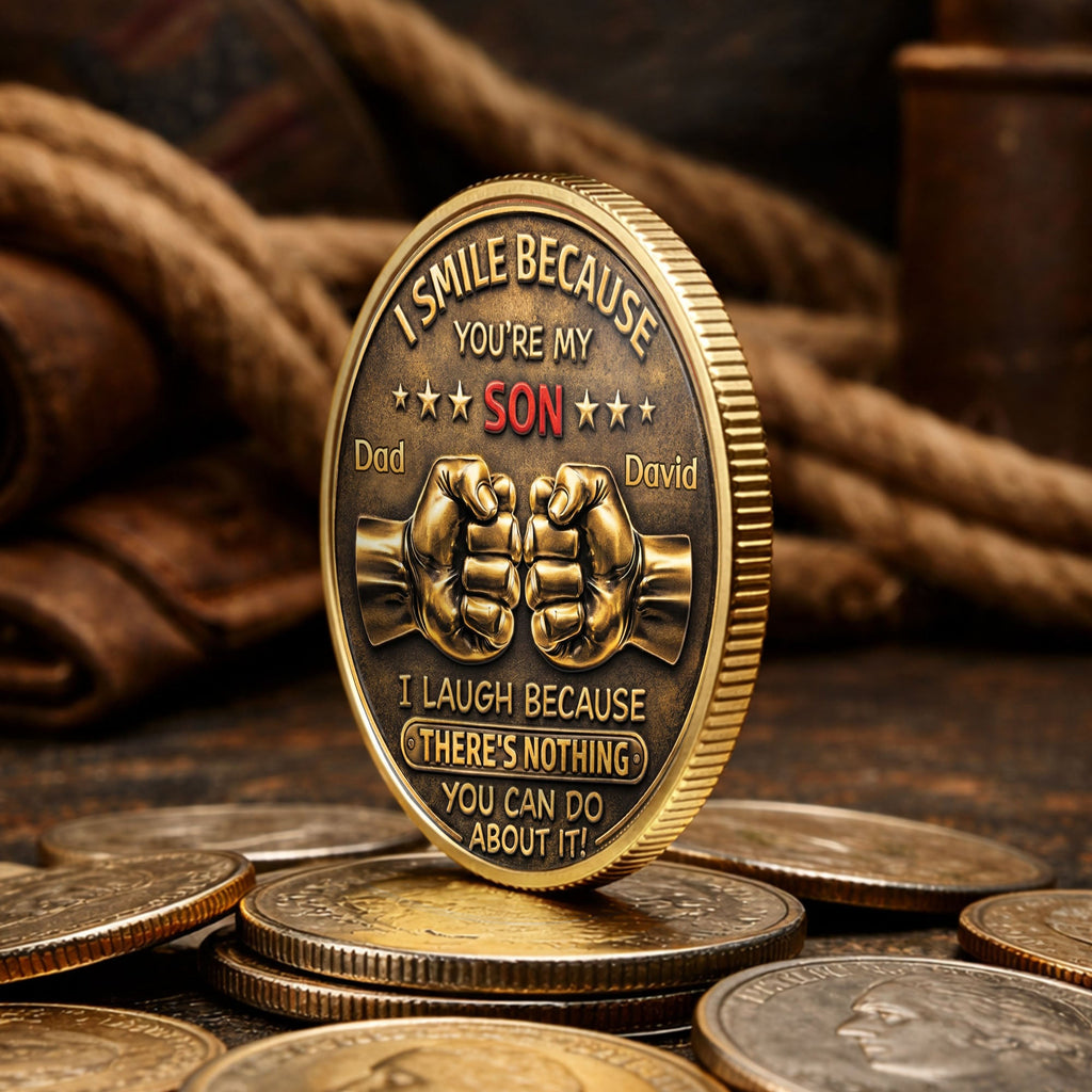 Personalized Commemorative Coin Custom Fist Bump Gift for Son Commemorative Coin GradoCreations