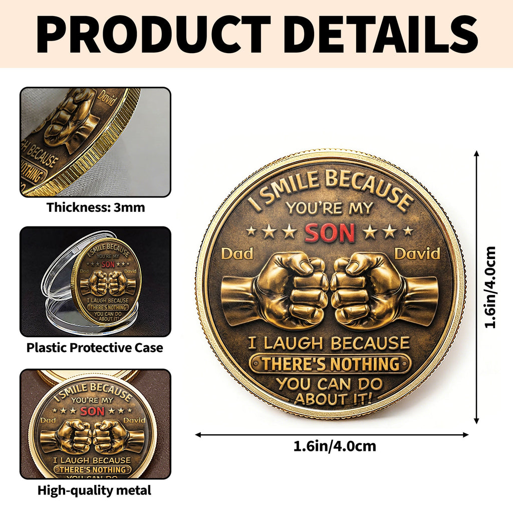 Personalized Commemorative Coin Custom Fist Bump Gift for Son Commemorative Coin GradoCreations