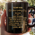 Personalized Black Mug for Son Wedding Day Gift Custom Quote Black Mug GradoCreations