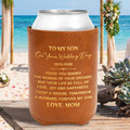 Personalized Leather Can Cooler Gift for Son Wedding Day Leather Can Cooler GradoCreations