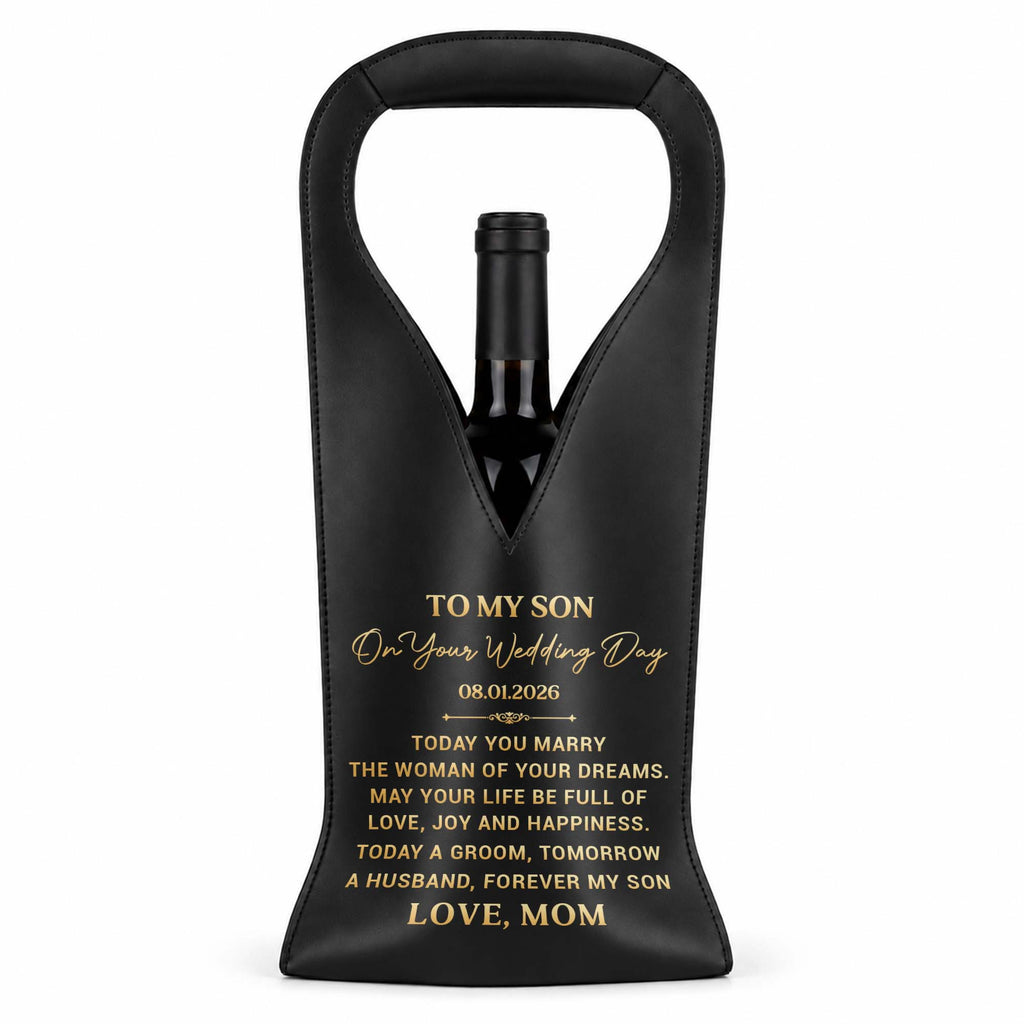 Personalized Custom Leather Wine Bag Wedding Gift for Son Leather Wine Bag GradoCreations