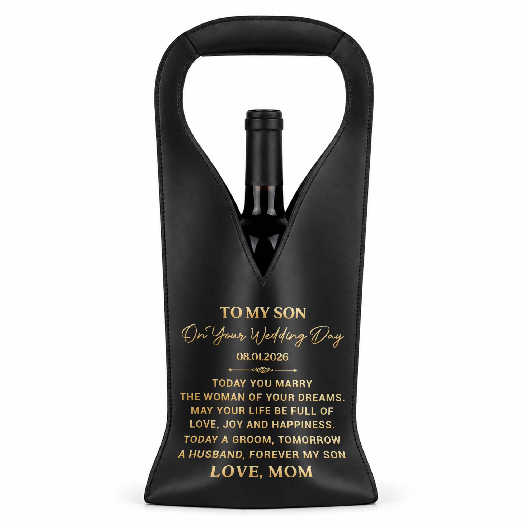 Personalized Custom Leather Wine Bag Wedding Gift for Son Leather Wine Bag GradoCreations