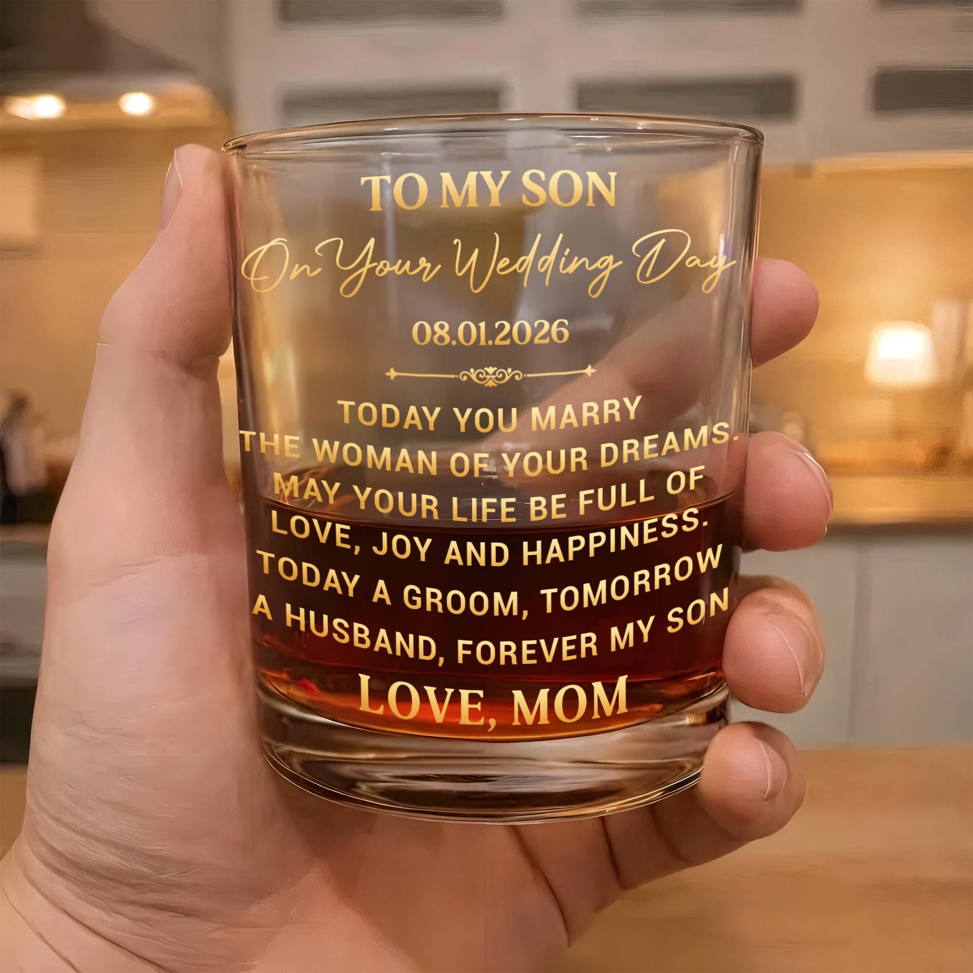 Personalized Whiskey Glass Custom Name Gift for Son Wedding Whiskey Glass GradoCreations