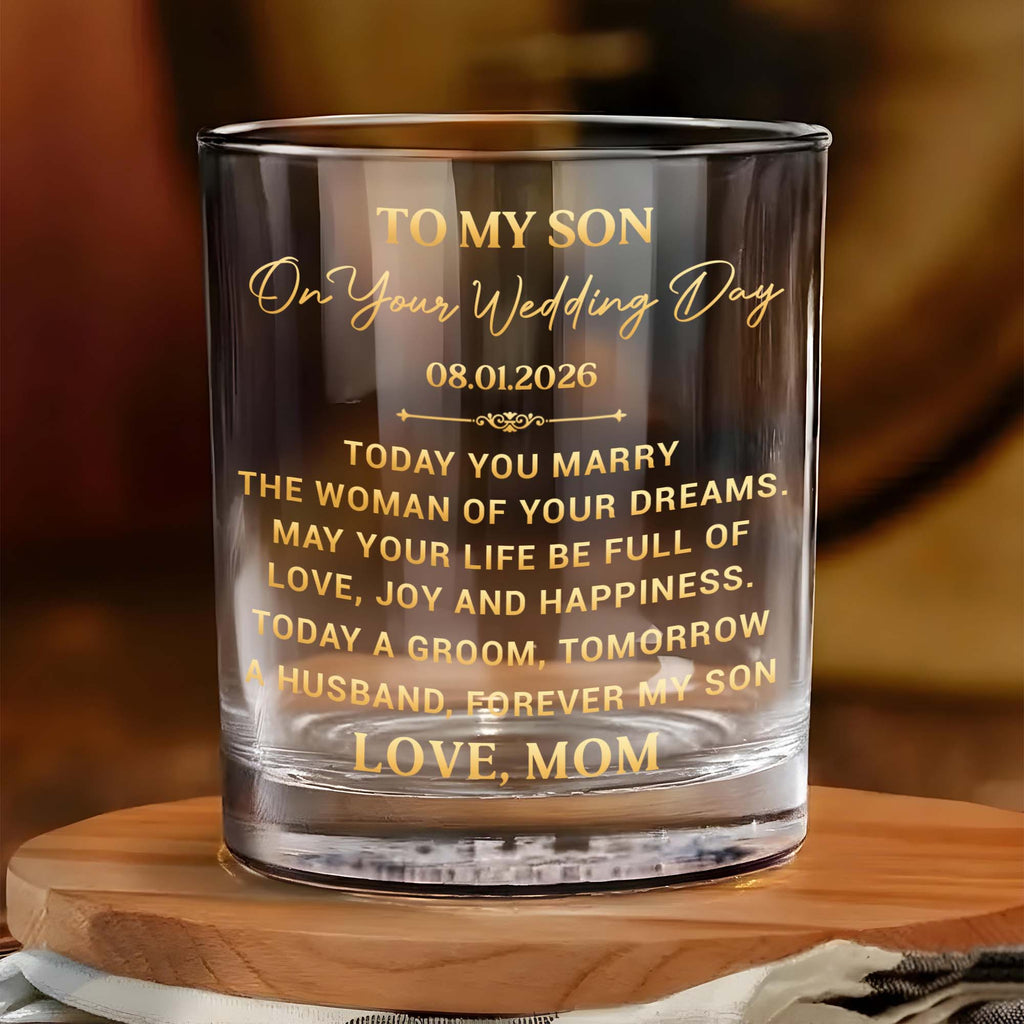 Personalized Whiskey Glass Custom Name Gift for Son Wedding Whiskey Glass GradoCreations