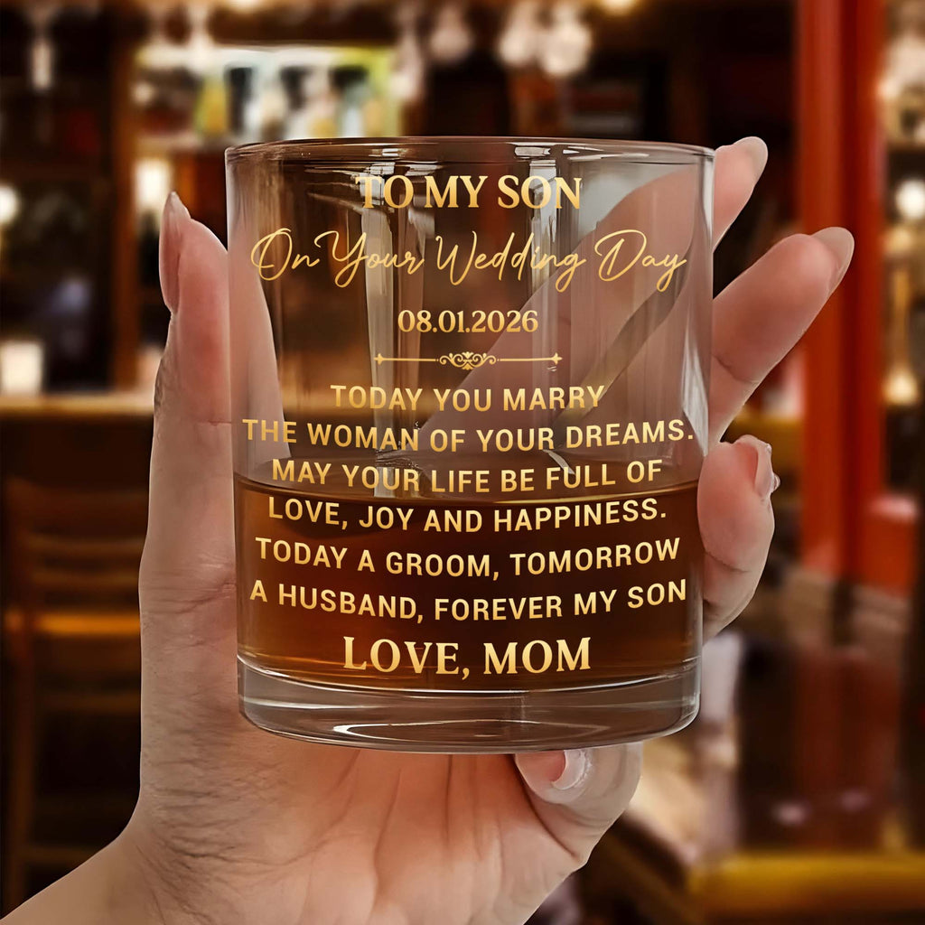 Personalized Whiskey Glass Custom Name Gift for Son Wedding Whiskey Glass GradoCreations