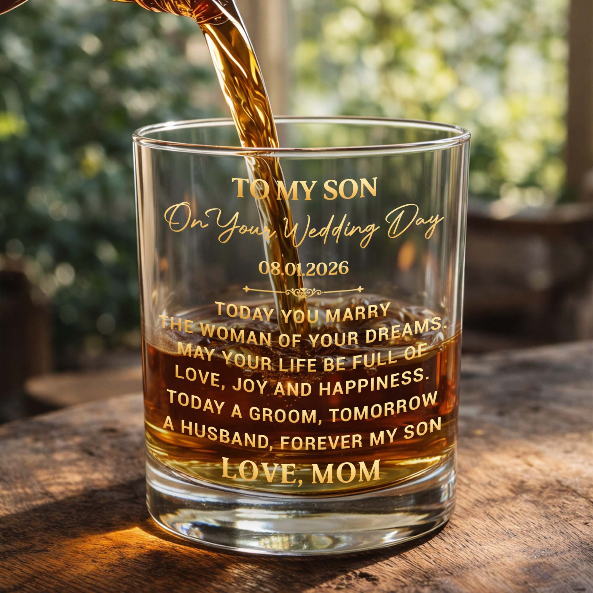 Personalized Whiskey Glass Custom Name Gift for Son Wedding Whiskey Glass GradoCreations