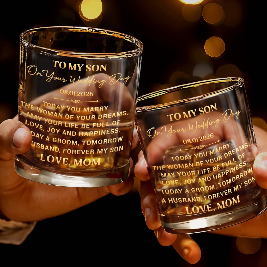 Personalized Whiskey Glass Custom Name Gift for Son Wedding Whiskey Glass GradoCreations