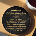 Personalized Black Marble Ceramic Coaster Gift for Son Wedding Day Ceramic Coaster GradoCreations