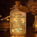 Personalized Wedding Day Bottle Light Gift for Son with LED Short Bottle Light GradoCreations