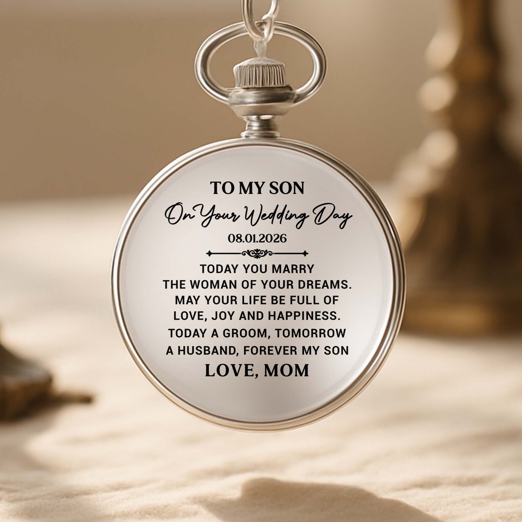 Personalized Silver Plated Pocket Watch Gift for Son Wedding Day Pocket Watch GradoCreations