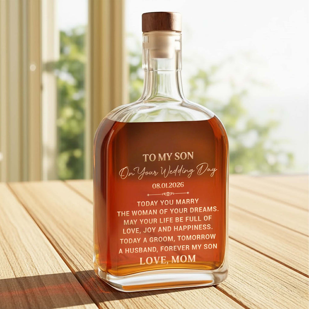 Personalized Whiskey Bottle Custom Gift for Son on Wedding Day Whiskey Bottle GradoCreations