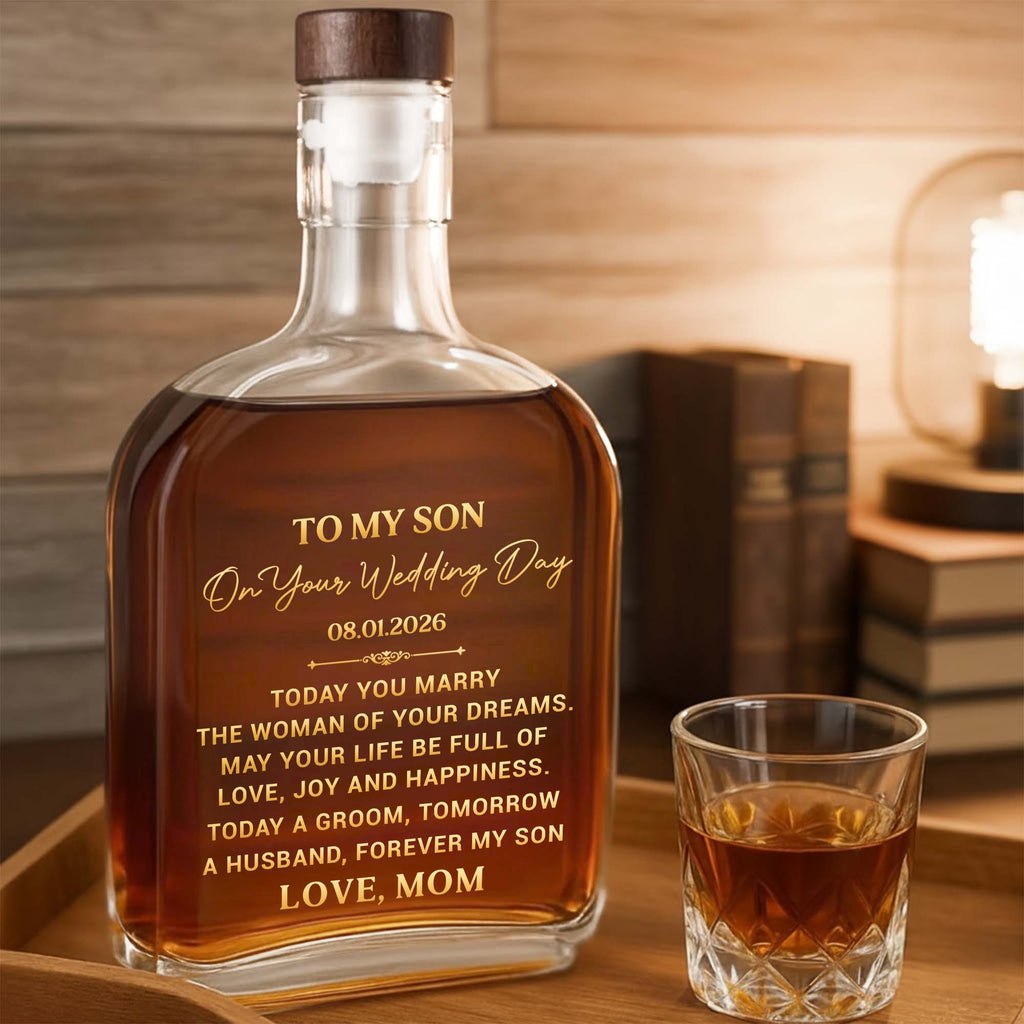 Personalized Whiskey Bottle Custom Gift for Son on Wedding Day Whiskey Bottle GradoCreations