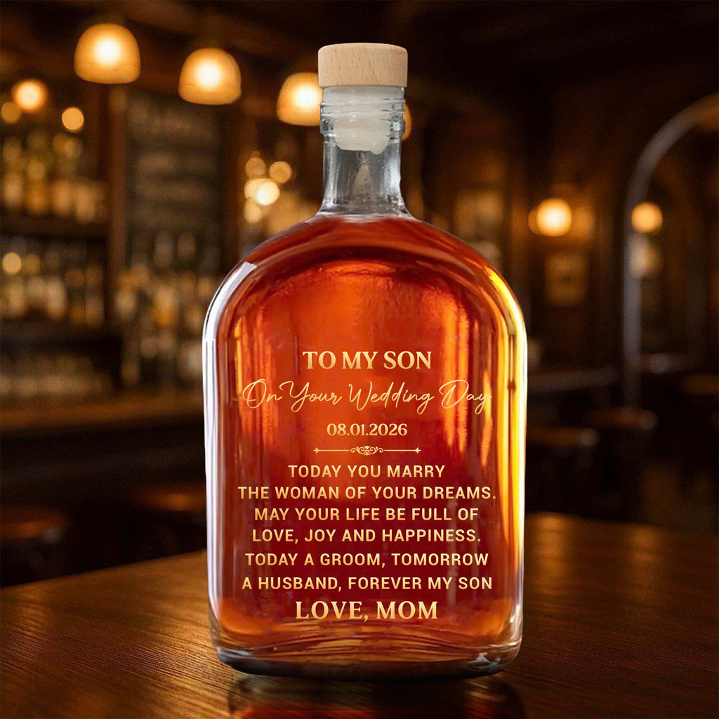 Personalized Whiskey Bottle Custom Gift for Son on Wedding Day Whiskey Bottle GradoCreations