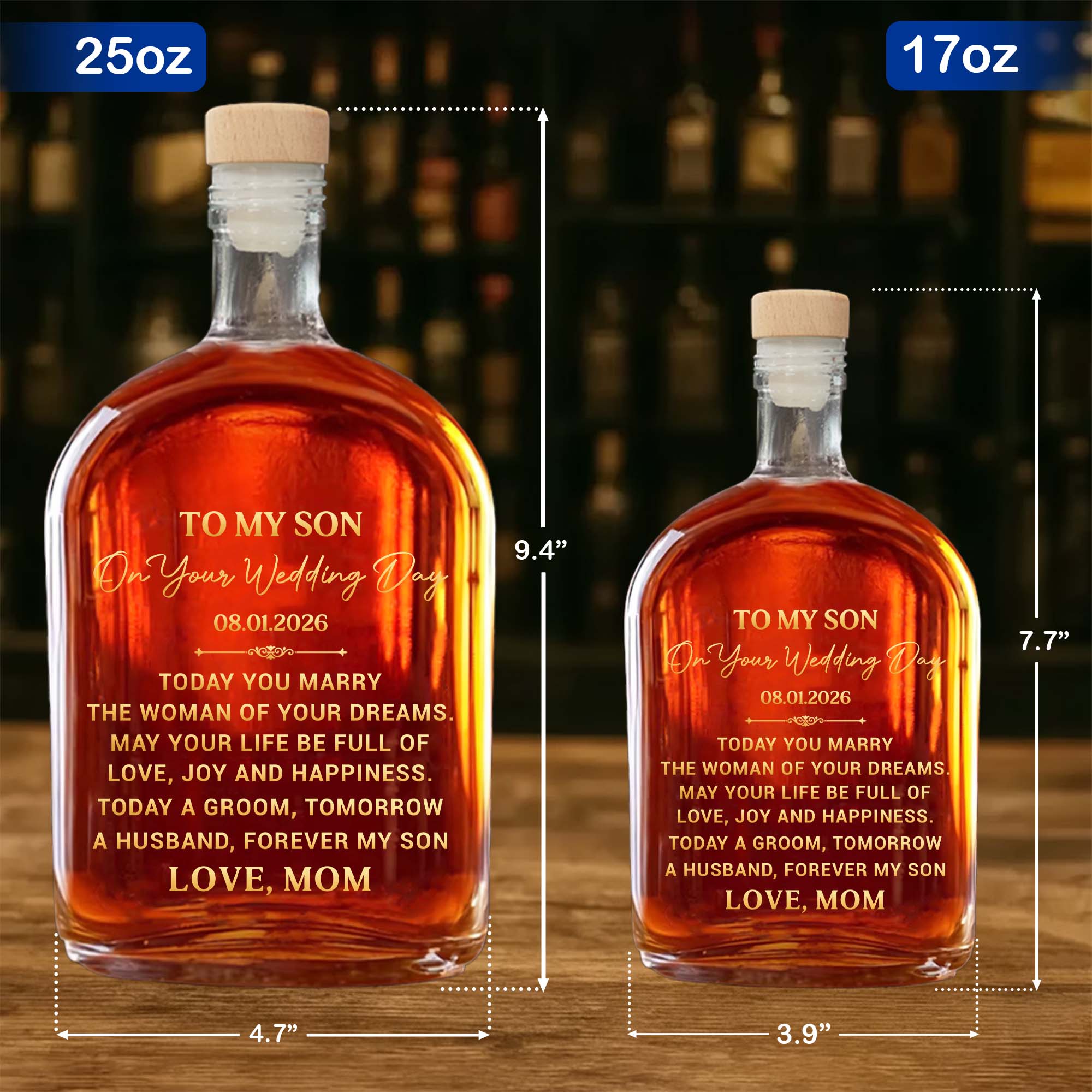 Personalized Whiskey Bottle Custom Gift for Son on Wedding Day Whiskey Bottle GradoCreations