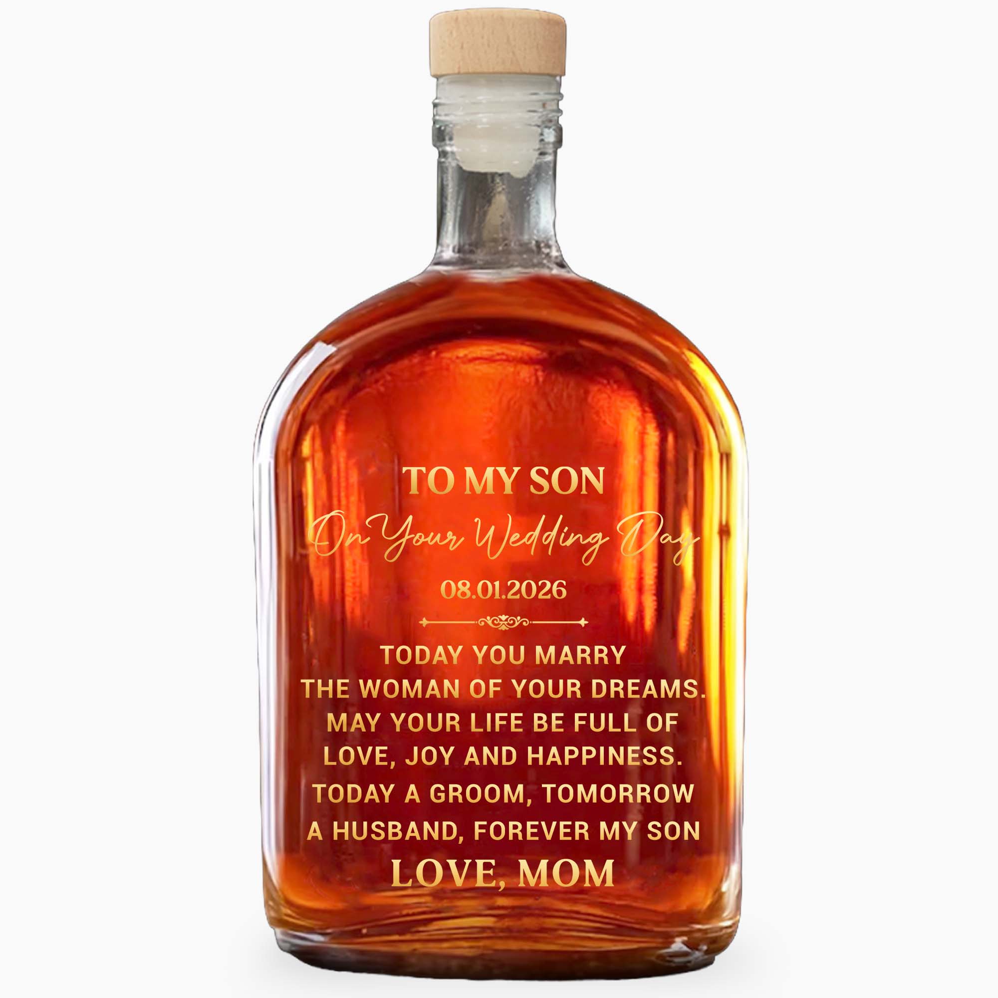 Personalized Whiskey Bottle Custom Gift for Son on Wedding Day Whiskey Bottle GradoCreations